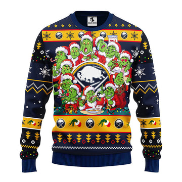 Buffalo Sabres 12 Grinch Xmas Day Ugly Christmas Sweater, Grinch Xmas Sweater Moonbestprint