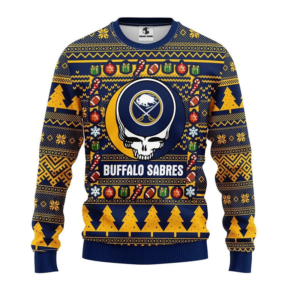 Buffalo Sabres Grateful Dead Ugly Christmas Sweater, NHL Christmas Sweater Moonbestprint