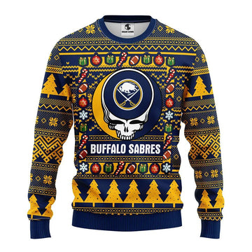 Buffalo Sabres Grateful Dead Ugly Christmas Sweater, NHL Christmas Sweater Moonbestprint