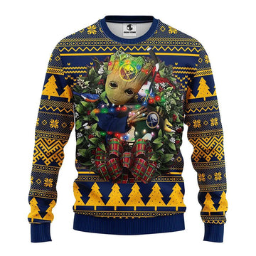 Buffalo Sabres Groot Hug Ugly Christmas Sweater, NHL Christmas Sweater Moonbestprint