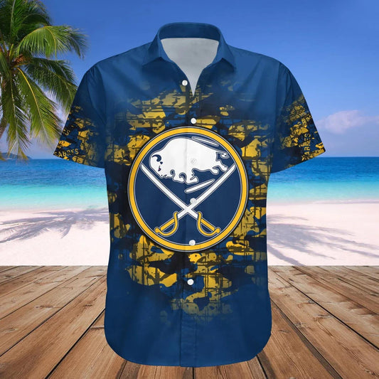 Buffalo Sabres Hawaiian Shirtt Camouflage Vintage - NHL 2, NHL Hawaiian Shirt Moonbestprint
