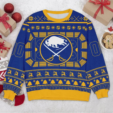 Buffalo Sabres NHL Custom Ugly Christmas Sweater, NHL Christmas Sweater Moonbestprint