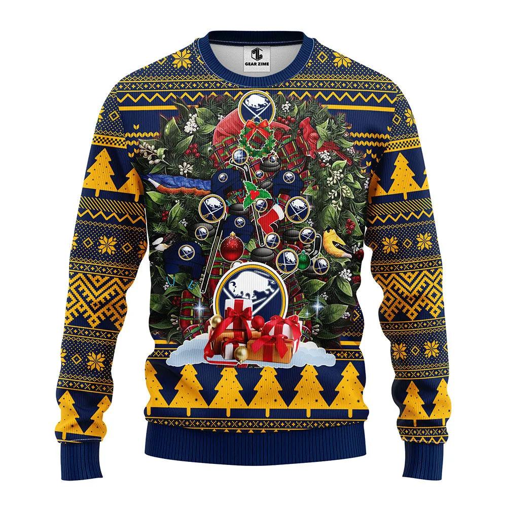 Buffalo Sabres Tree Christmas Ugly Sweater, NHL Christmas Sweater Moonbestprint