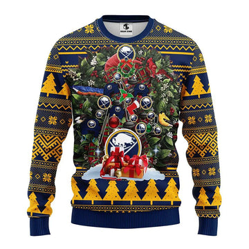 Buffalo Sabres Tree Christmas Ugly Sweater, NHL Christmas Sweater Moonbestprint