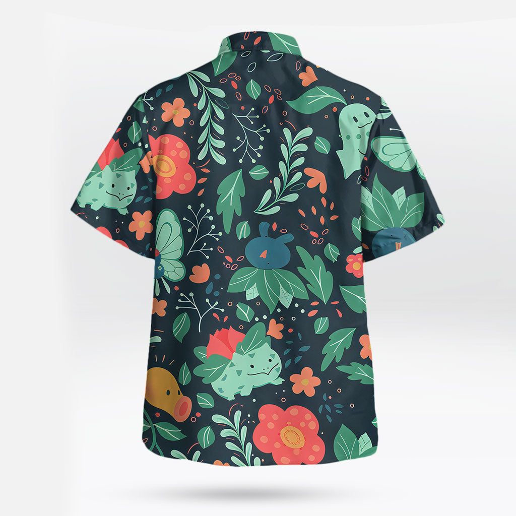 Bulbasaur Chikorita Oddish Pokémon Hawaiian Shirt Floral Print – Moonbestprint