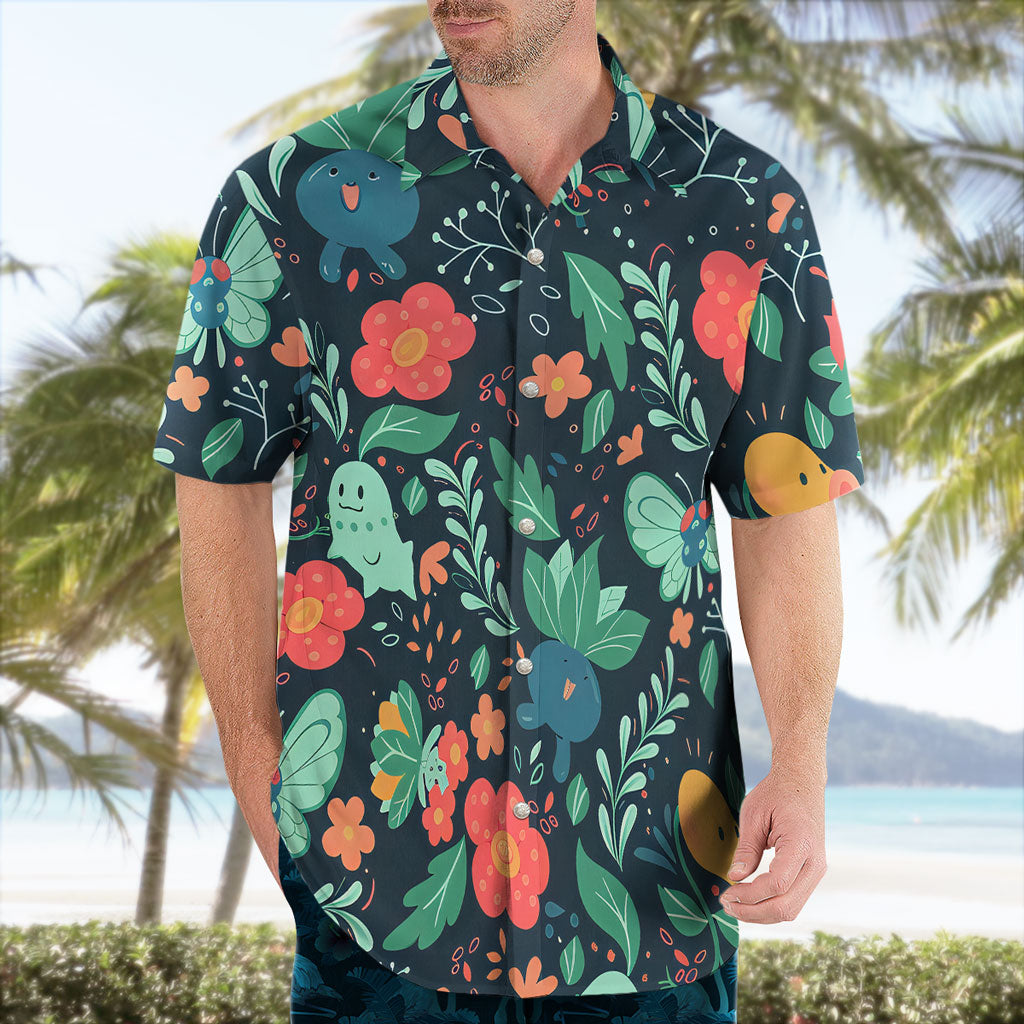 Bulbasaur Chikorita Oddish Pokémon Hawaiian Shirt Floral Print – Moonbestprint