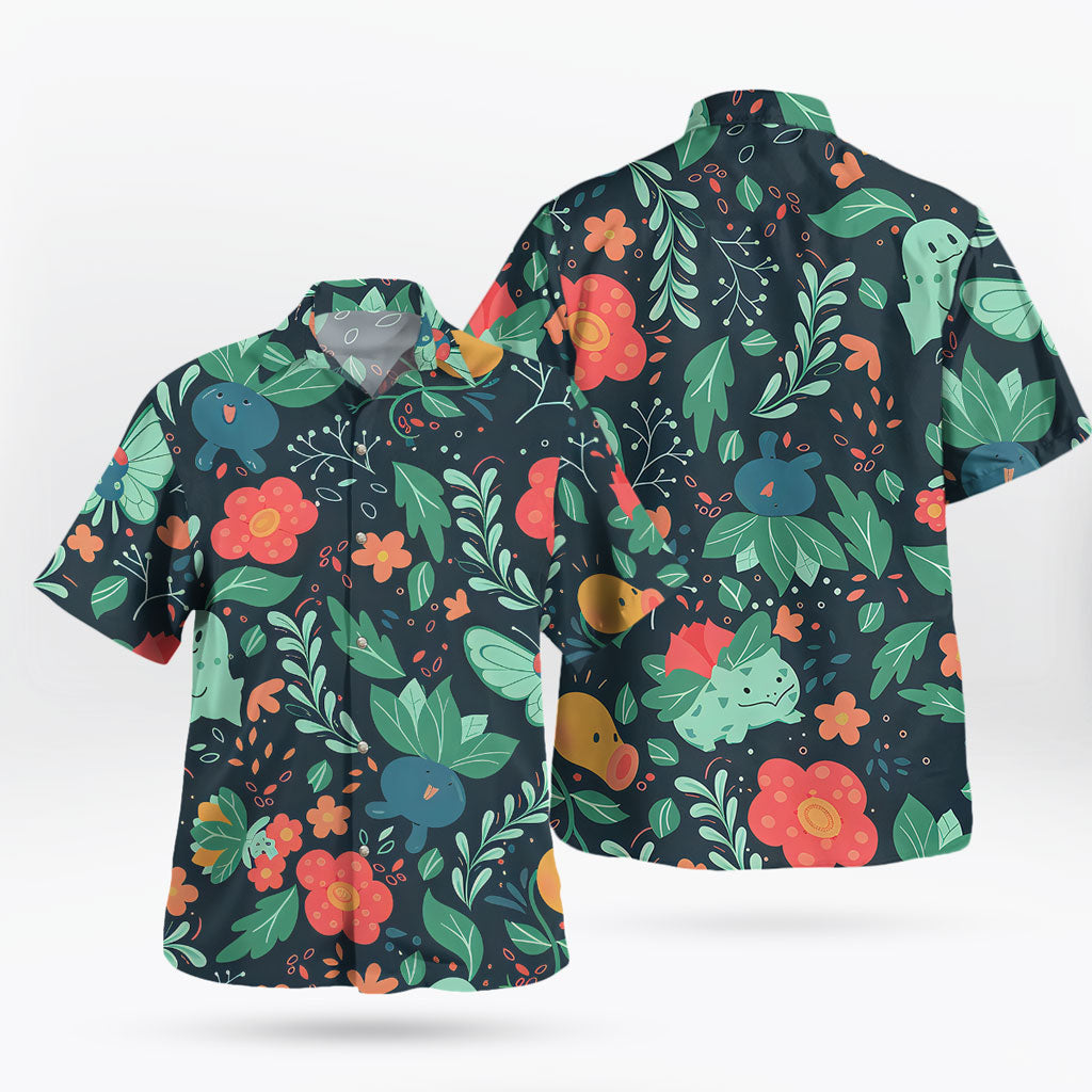 Bulbasaur Chikorita Oddish Pokémon Hawaiian Shirt Floral Print – Moonbestprint