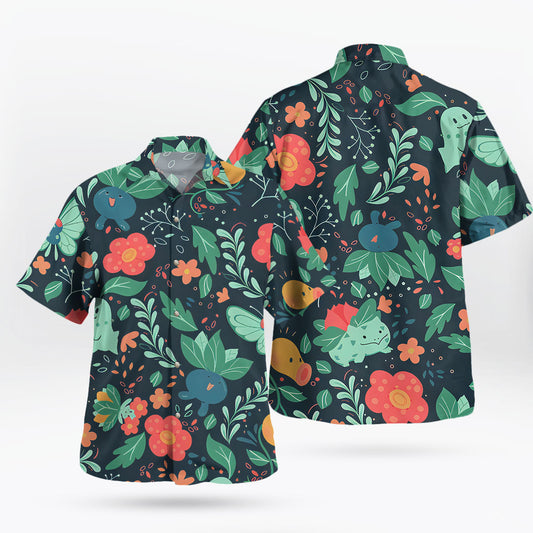 Bulbasaur Chikorita Oddish Pokémon Hawaiian Shirt Floral Print – Moonbestprint