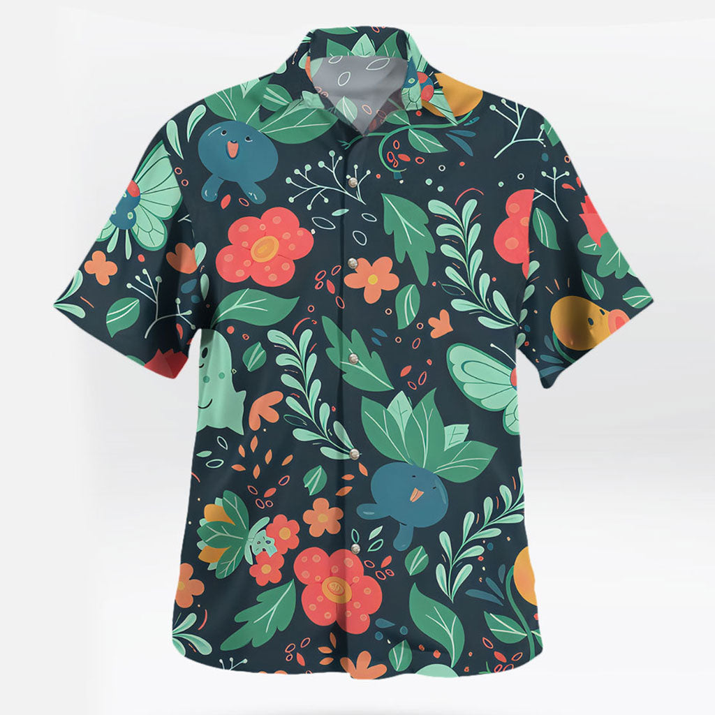 Bulbasaur Chikorita Oddish Pokémon Hawaiian Shirt Floral Print – Moonbestprint
