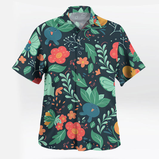 Bulbasaur Chikorita Oddish Pokémon Hawaiian Shirt Floral Print – Moonbestprint