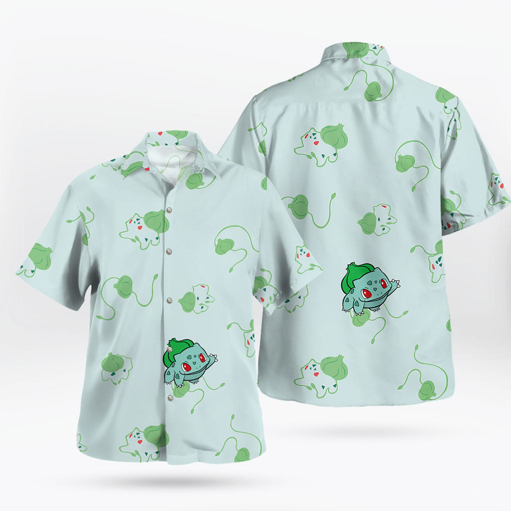 Bulbasaur Pokémon Hawaiian Shirt Cute Green Leaf Print – Moonbestprint