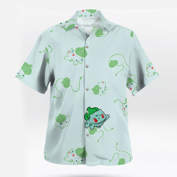 Bulbasaur Pokémon Hawaiian Shirt Cute Green Leaf Print – Moonbestprint