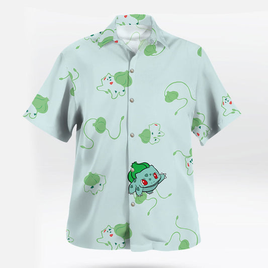 Bulbasaur Pokémon Hawaiian Shirt Cute Green Leaf Print – Moonbestprint