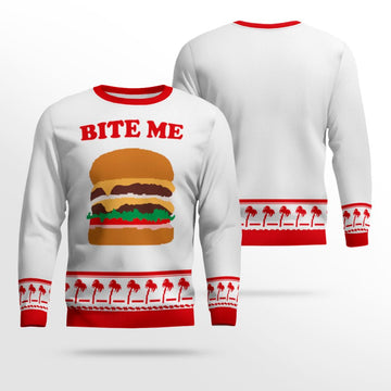 Burger Bite Me Ugly Christmas Sweater – Moonbestprint