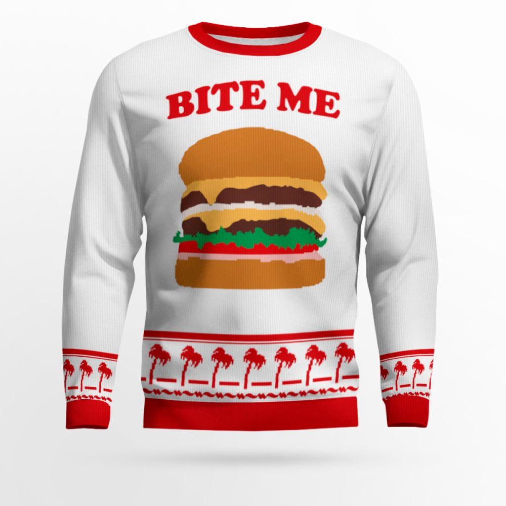 Burger Bite Me Ugly Christmas Sweater – Moonbestprint
