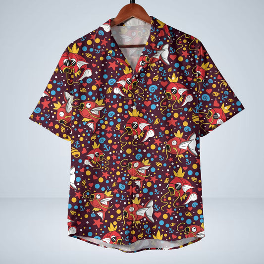 Burgundy Magikarp Pattern Pokemon Hawaiian Shirt – Moonbestprint