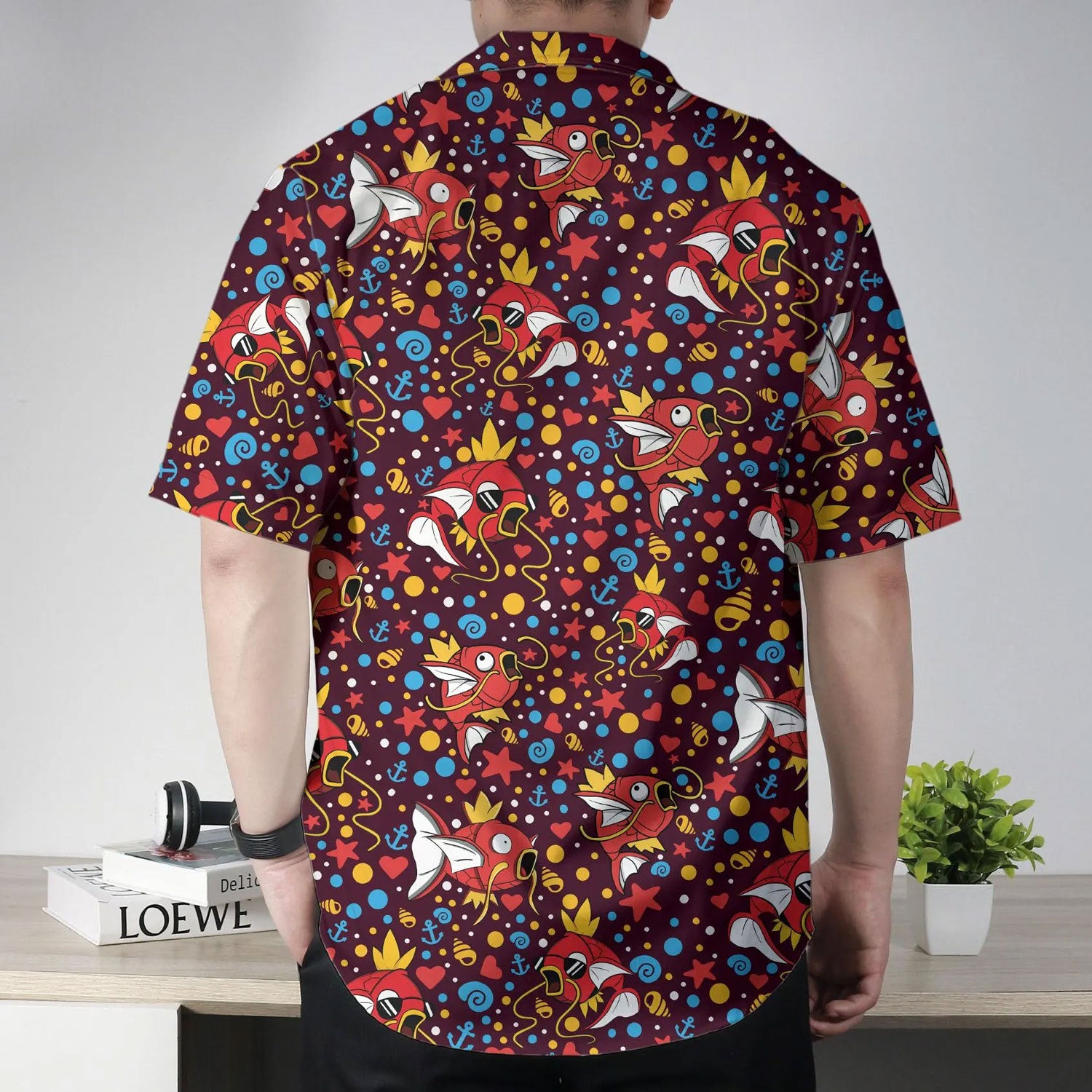 Burgundy Magikarp Pattern Pokemon Hawaiian Shirt – Moonbestprint