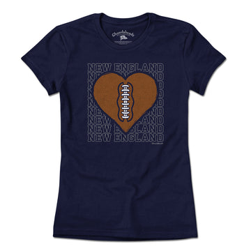 New England Football Heart T-Shirt