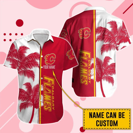 Calgary Flames Custom Name Hawaii Shirt, NHL Hawaiian Shirt Moonbestprint