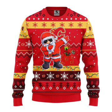 Calgary Flames Dabbing Santa Claus Ugly Christmas Sweater, NHL Christmas Sweater Moonbestprint