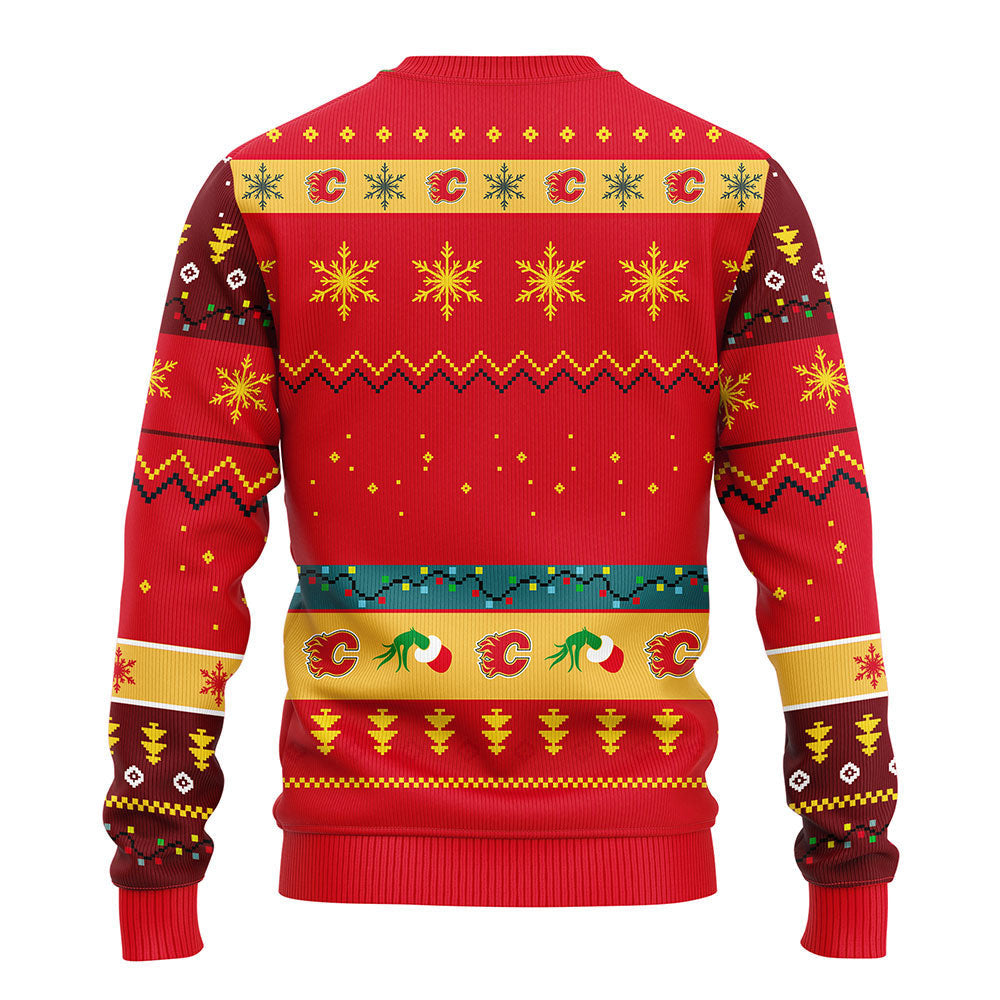 Calgary Flames Grinch Ugly Christmas Sweater, Grinch Xmas Sweater Moonbestprint