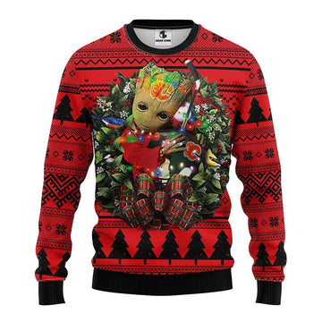 Calgary Flames Groot Hug Ugly Christmas Sweater, NHL Christmas Sweater Moonbestprint