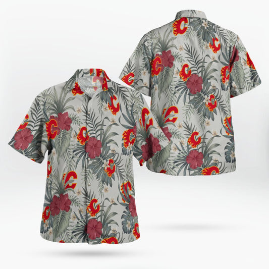 Calgary Flames Hawaiian Shirt - Hibiscus Designs – Moonbestprint