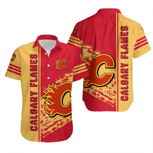 Calgary Flames Hawaiian Shirt Quarter Style - NHL, NHL Hawaiian Shirt Moonbestprint
