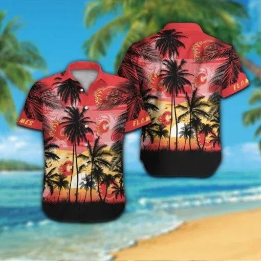 Calgary Flames Hawaiian Shirt, NHL Hawaiian Shirt Moonbestprint