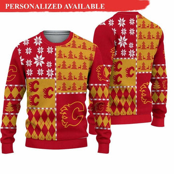 Calgary Flames Ice Hockey Ugly Christmas Sweater, NHL Christmas Sweater Moonbestprint
