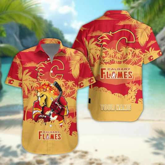 Calgary Flames Personalized Hawaiian Shirt – Custom Name, NHL Hawaiian Shirt Moonbestprint