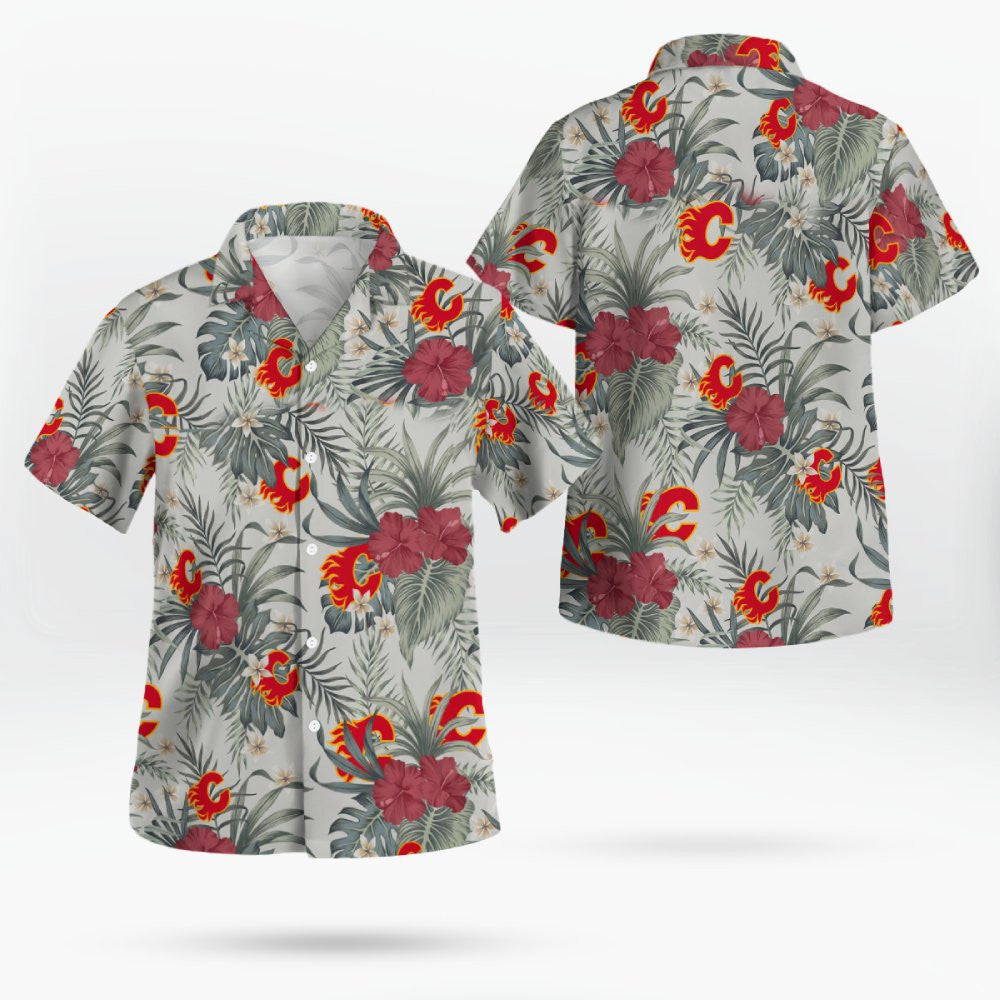 Calgary Flames Hawaiian Shirt - Hibiscus Designs – Moonbestprint