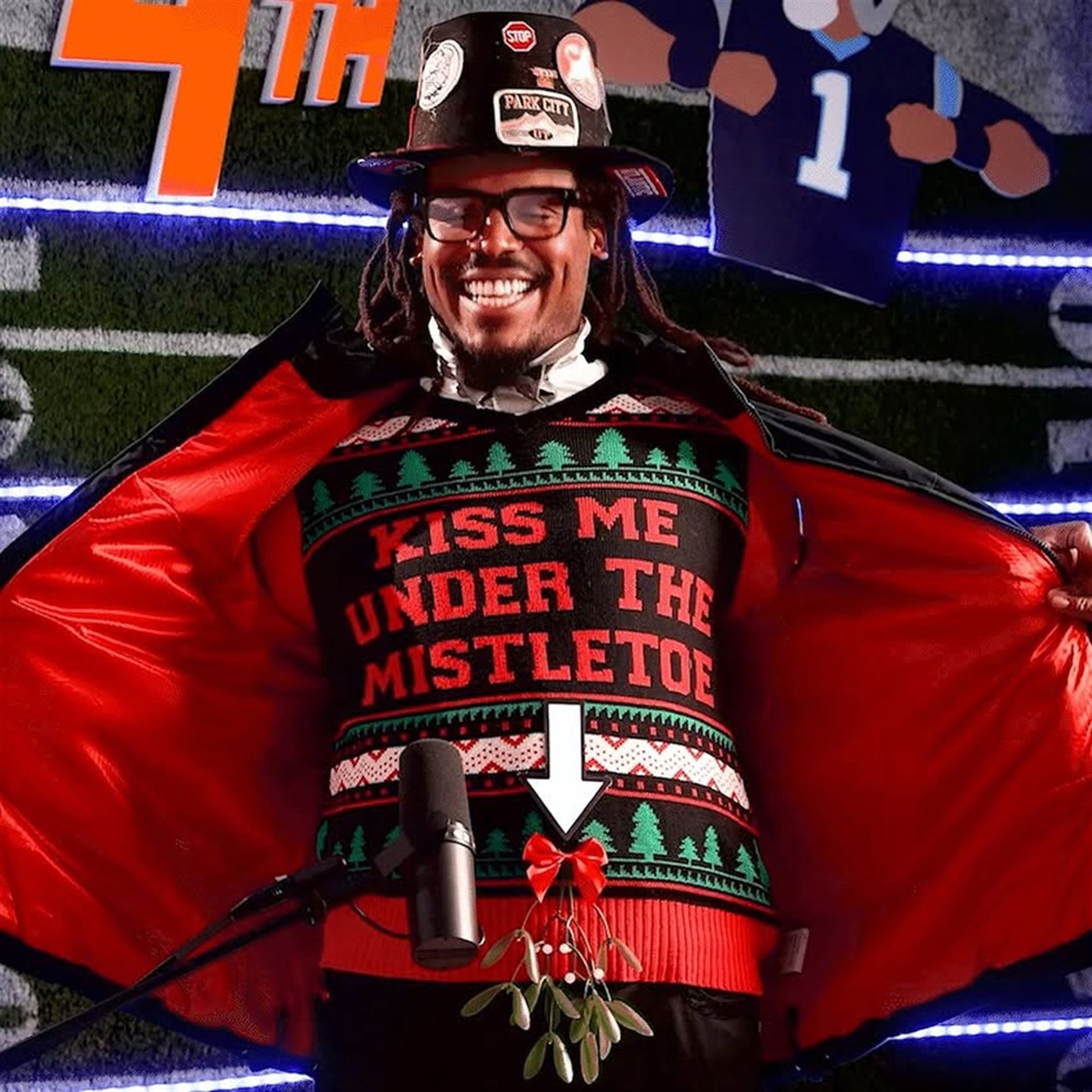 Cam Newton Kiss Me Under The Mistletoe Christmas Ugly Sweater - Moonbestprint