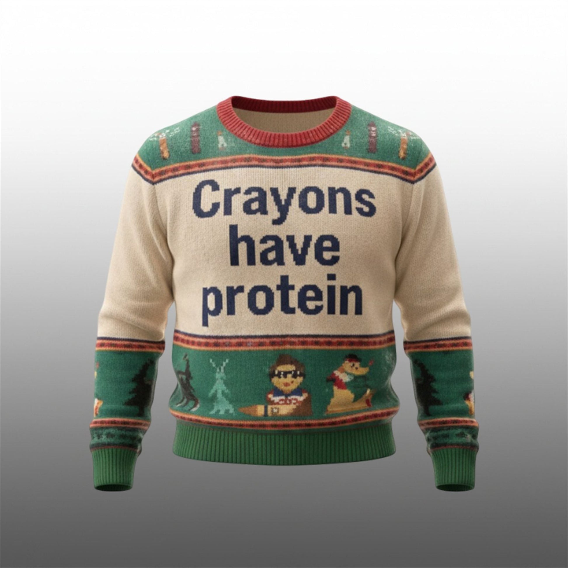 Cam Skattebo Crayons Have Protein Christmas Ugly Sweater - Moonbestprint