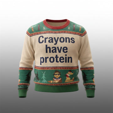Cam Skattebo Crayons Have Protein Christmas Ugly Sweater - Moonbestprint