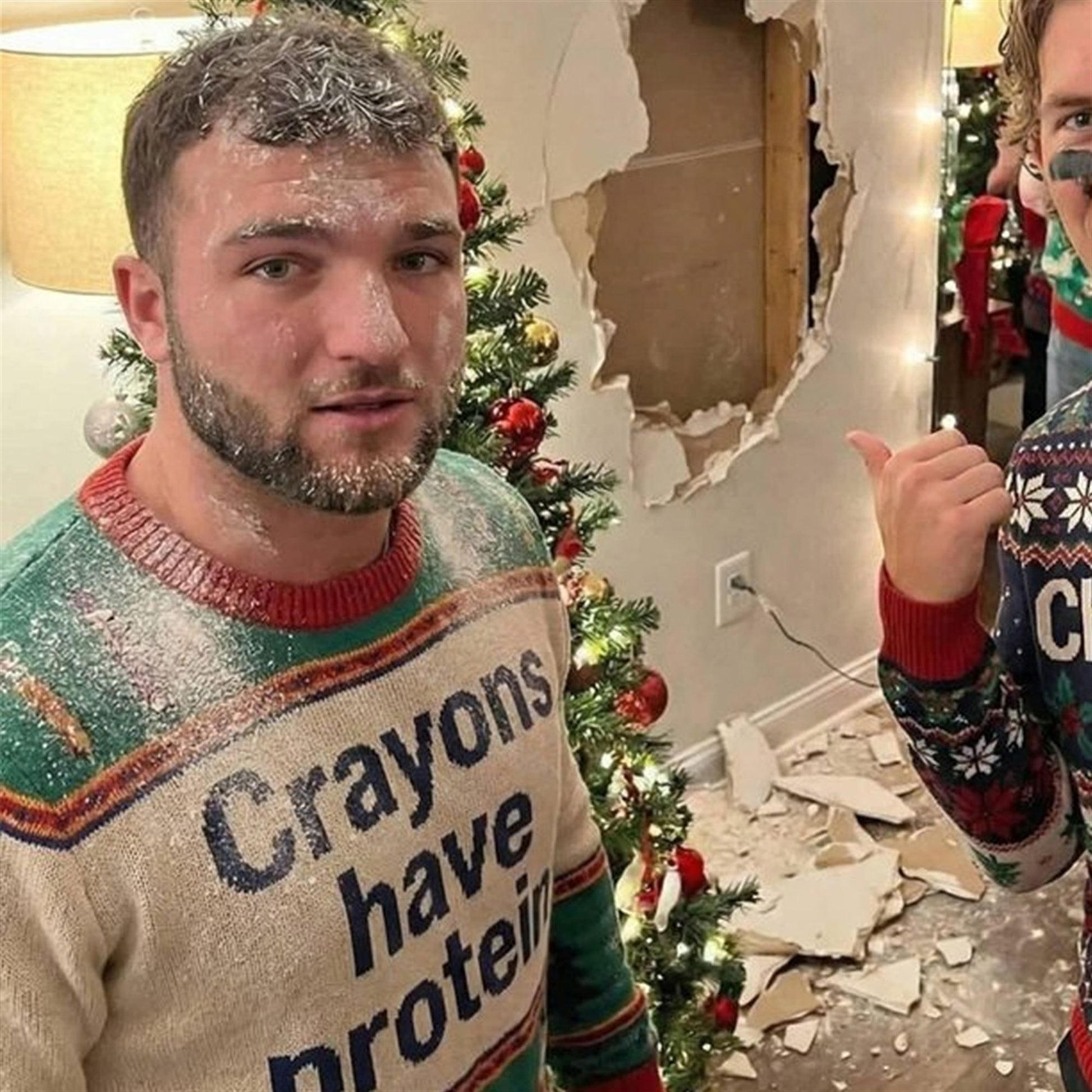 Cam Skattebo Crayons Have Protein Christmas Ugly Sweater - Moonbestprint