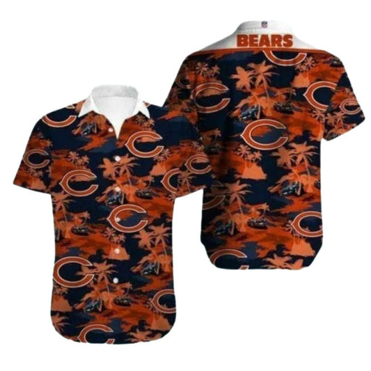 Camo and Palm Tree Chicago Bears Hawaiian Shirt For Gameday - Moonbestprint