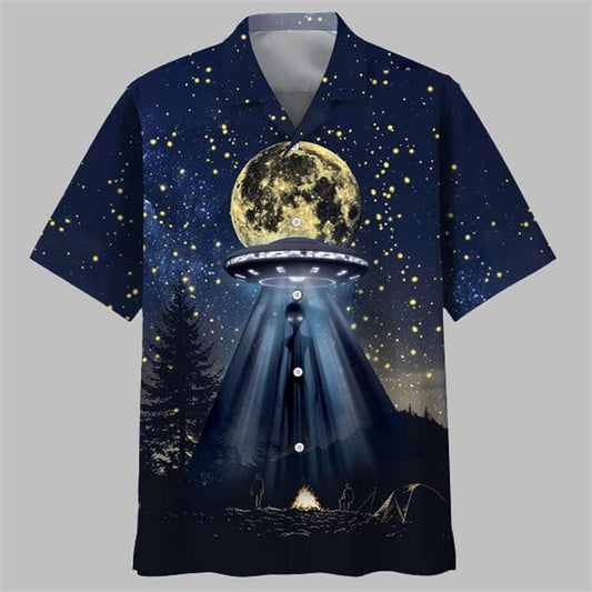 Camping Alien At Campsite Hawaiian Shirt - Moonbestprint