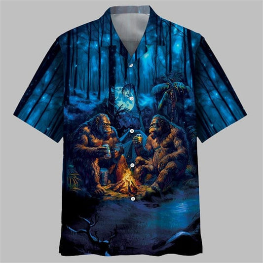 Camping Bigfoot Crazy Friend Hawaiian Shirt - Moonbestprint