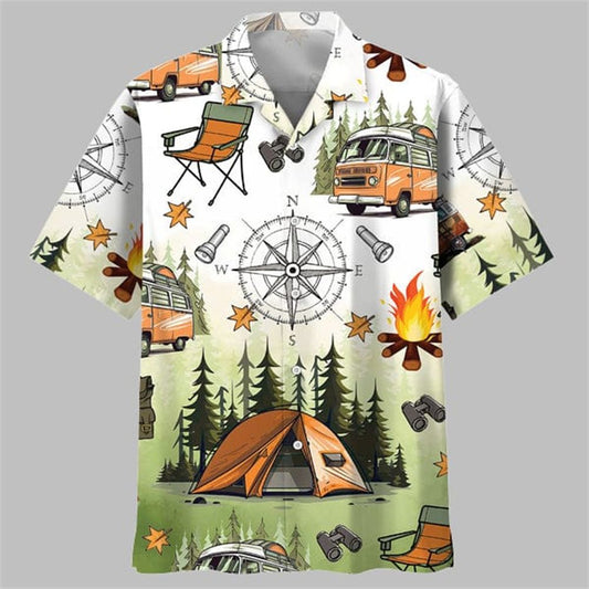Camping Tent Compass Hawaiian Shirt - Moonbestprint