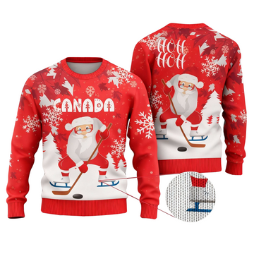 Canada Santa Play Hockey Ugly Christmas Sweater 2025 – Moonbestprint