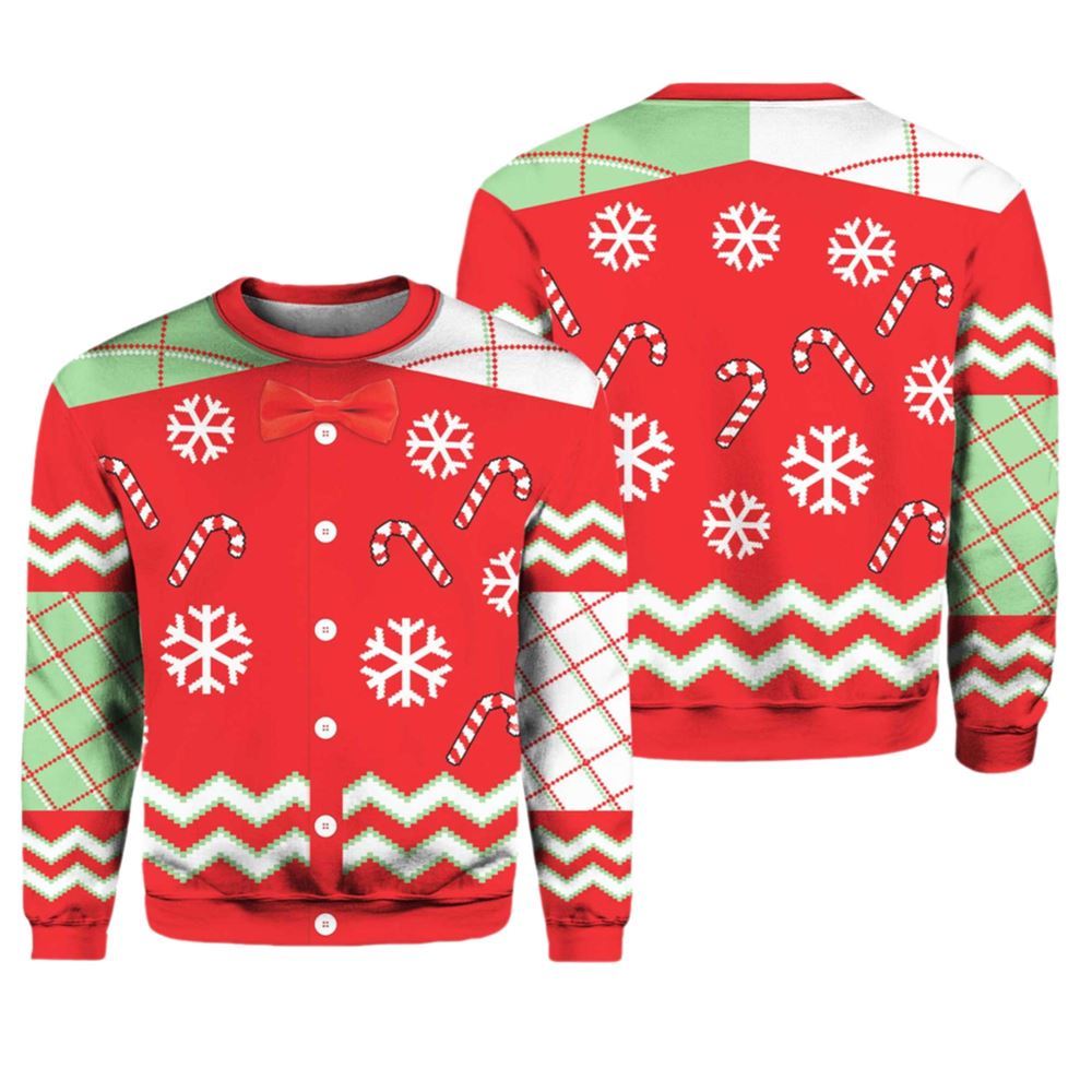 Candy Canes And Snowflakes Button Up Ugly Christmas Sweater - Moonbestprint