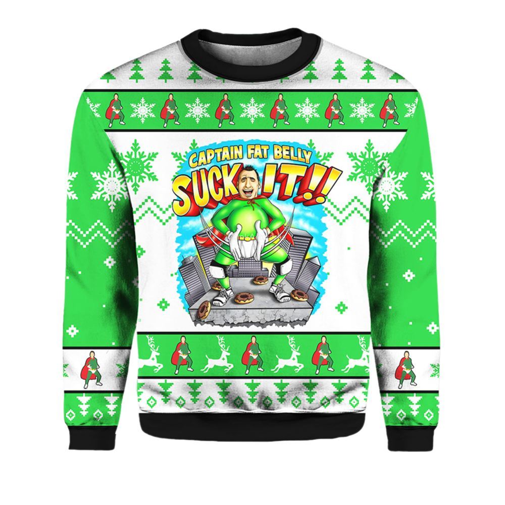 Captain Fat Belly Suck It Ugly Christmas Sweater - Moonbestprint