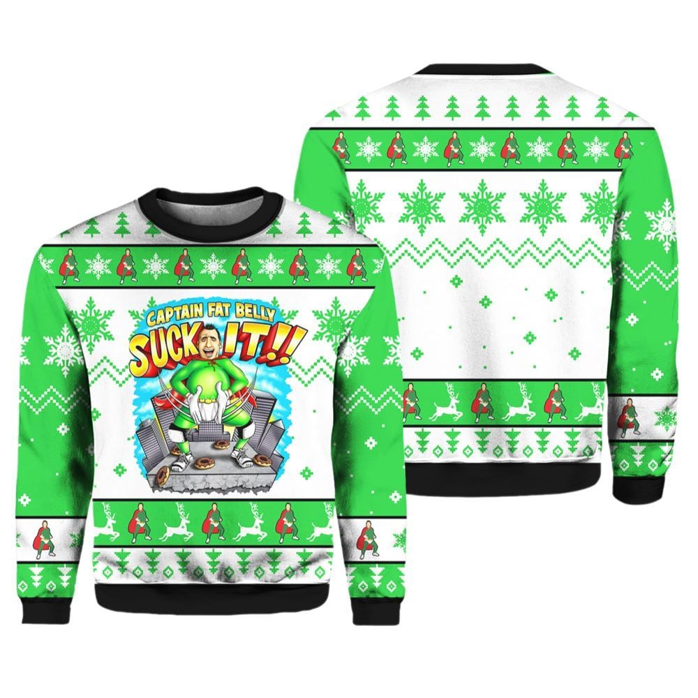 Captain Fat Belly Suck It Ugly Christmas Sweater - Moonbestprint