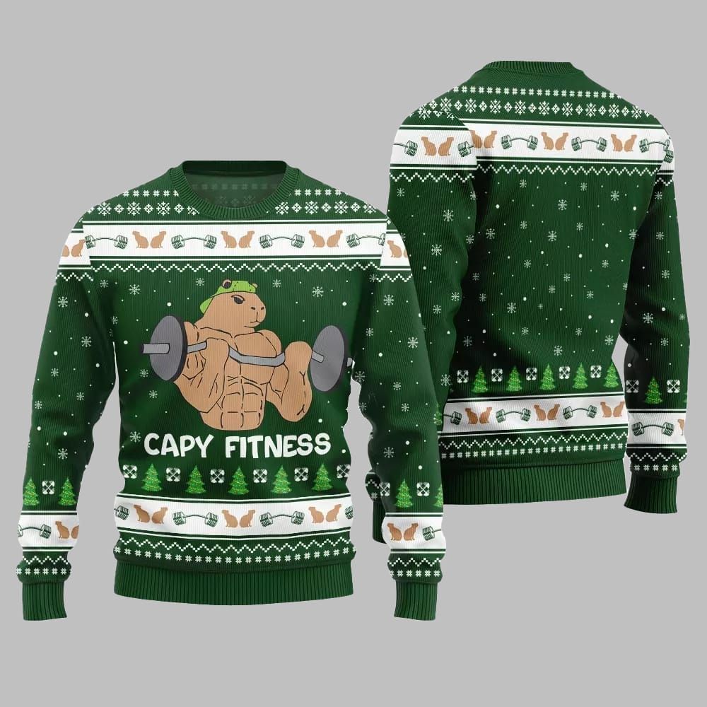 Capy Fitness Funny Ugly Sweater 2026 Christmas - Moonbestprint