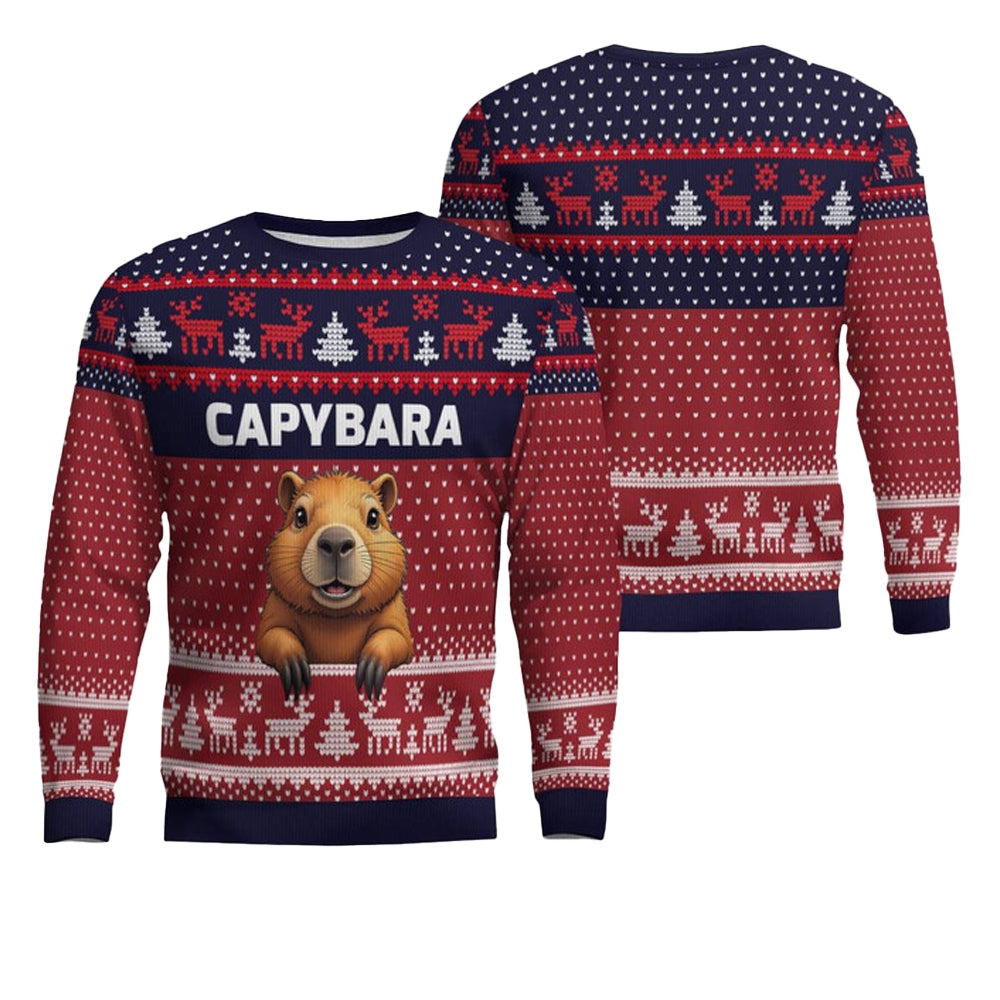 Capybara Ugly Christmas Sweater - Moonbestprint