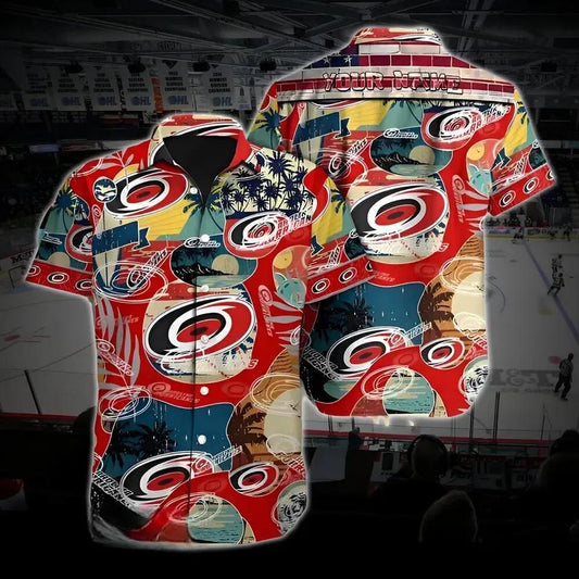 Carolina Hockey Custom Hawaiian Shirt, Hurricanes Custom Hawaiian Shirt, Custom Ice Hockey Hawaiian Shirt, NHL Hawaiian Shirt Moonbestprint