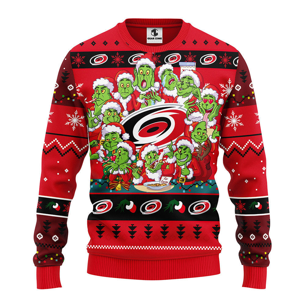Carolina Hurricanes 12 Grinch Xmas Day Ugly Christmas Sweater, Grinch Xmas Sweater Moonbestprint