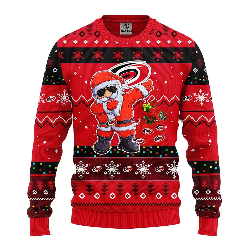 Carolina Hurricanes Dabbing Santa Claus Ugly Christmas Sweater, NHL Christmas Sweater Moonbestprint