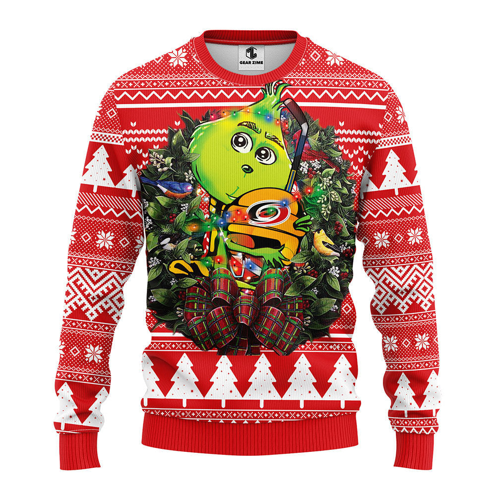 Carolina Hurricanes Grinch Hug Ugly Christmas Sweater, Grinch Xmas Sweater Moonbestprint